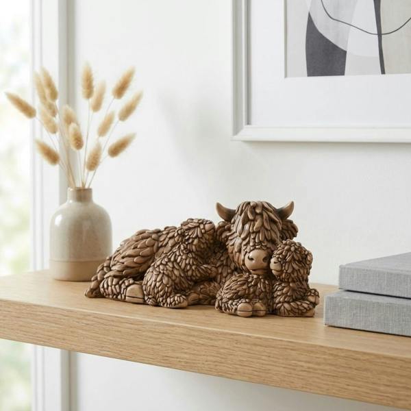 Garden Greatness Hughie Highland Cow Lying Babies