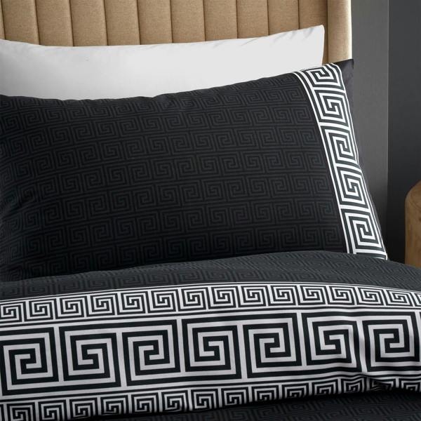 Artemis Greek Key Black Duvet Cover Set