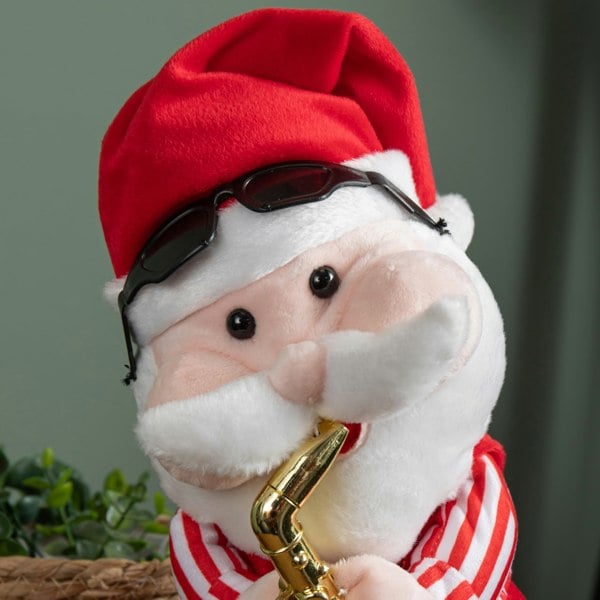 Samuel Alexander 35cm Battery Powered Animated and Singing Santa with Saxophone Decoration