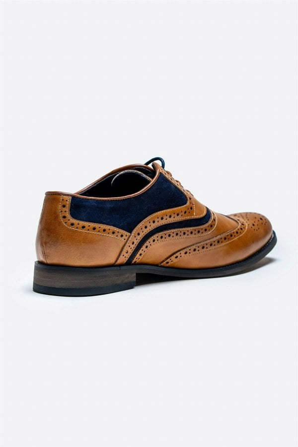 Russel tan/navy shoe back