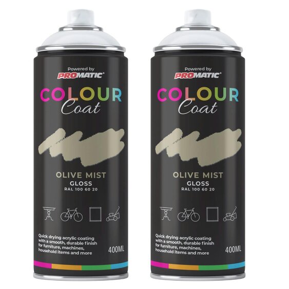 Colour Coat 2X Olive Mist RAL 100 60 20 Gloss Spray Paint 400ml