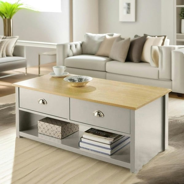 Rafaelo Mobilia Coffee Table With 2 Drawers Grey