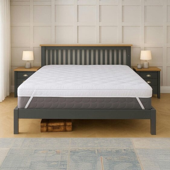 Neo King Size Mattress Topper Soft Memory Foam Plush Bounce Fibre Breathable Diamond Quilted Fabric AntiSlip Corner Straps Secure Fit All Bed Sizes