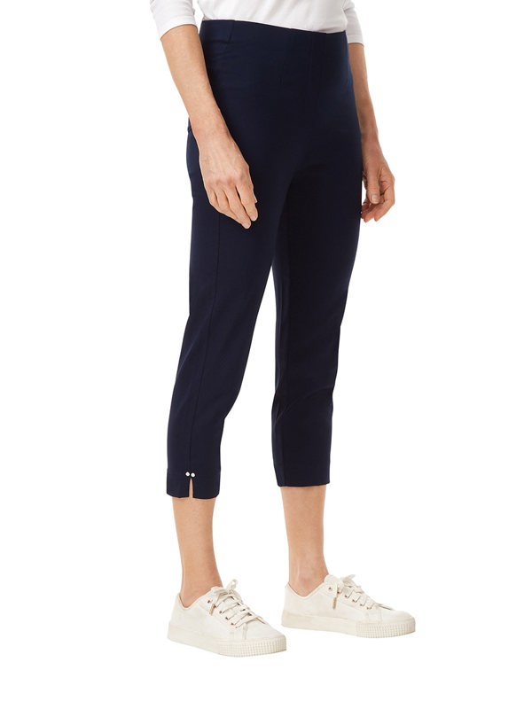 PennyPlain Cropped Bengaline Capri Trousers - French Navy