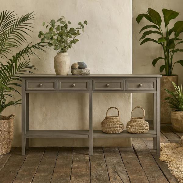 Wyld Haus Laurelbrook Four Drawer Console Table Bottom Shelf