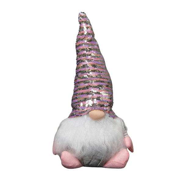 Samuel Alexander 46cm Plush Christmas Bearded Gonk with Pink & Silver Sequined Hat Christmas Decoration