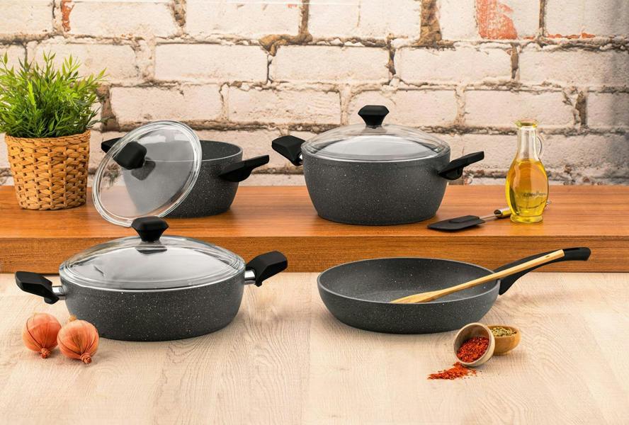 Rozi Zest Gusto Collection 7-Piece Non-Stick Granite Cookware Set