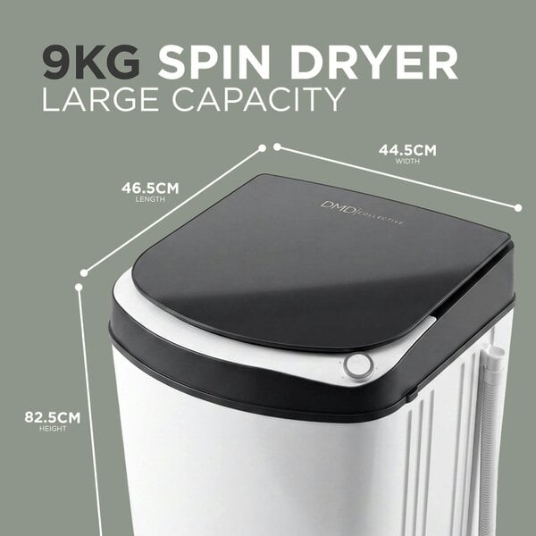 DMD Collective 9kg Spin Dryer with Stainless Steel Drum & 5-Minute Timer
