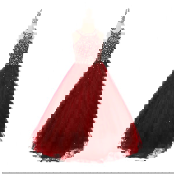 Burgundy full length princess-style dress