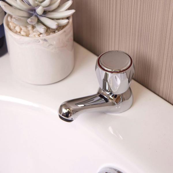 Flode Ramberget Bath Pillar Taps with Dome Head - Polished Chrome Finish