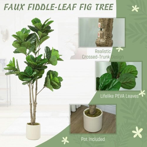 Wyld Haus Pararale Artificial Fiddle Leaf Fig Style Tree With Broad Leaves 180cm Green
