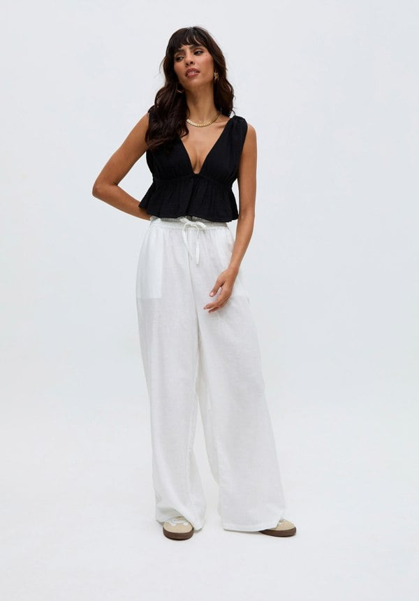 Paulina Wide Leg Trouser In White