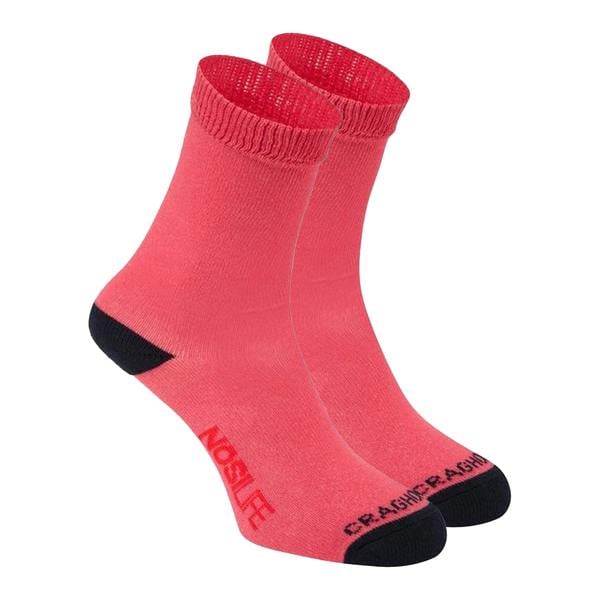 Craghoppers NosiLife Childrens/Kids Twin Pack Travel Socks - Navy/Watermelon - 