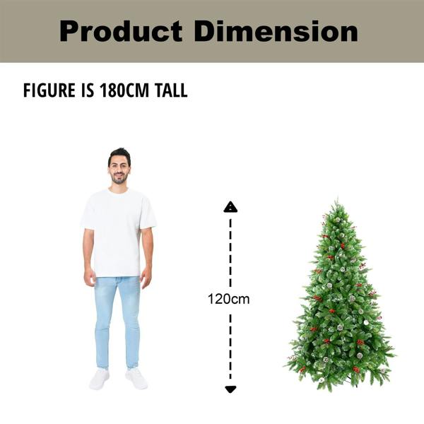 4ft to 8ft Stockholm Pine Artificial Christmas Trees with Berries, Frosted Cones and Mixed Tips image 6