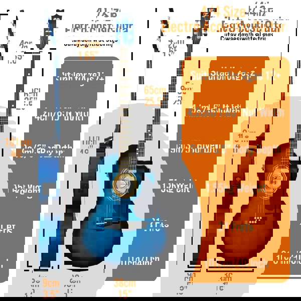 3rd Avenue Full Size Cutaway Electro Acoustic Guitar Pack Natural Acoustic Guitars#Colour_Blueburst