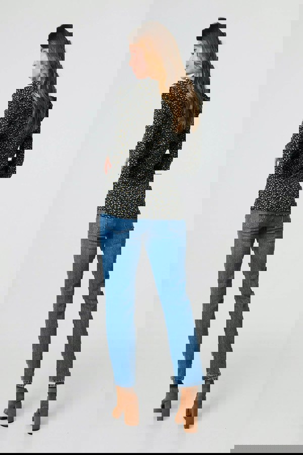 Blue | Ditsy Floral Ruffled Long Sleeve Top
