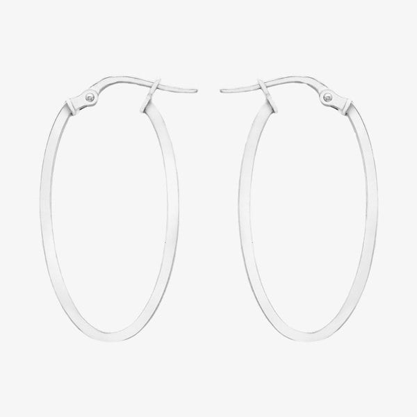 T. H. Baker 9ct White Gold Oval Creole Hoop Earrings 5.53.3479