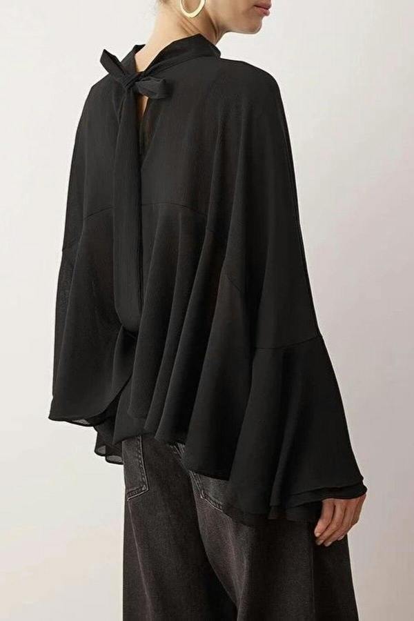 WOVCOR Unlined Boho Woven Blouse with Ruffles
