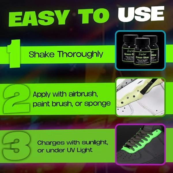 Angelus Green Glow Paint - Glow in the Dark for Leather 1oz