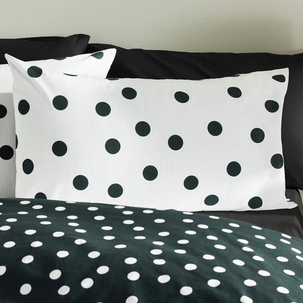 Catherine Lansfield Polka Dot Reversible Duvet Cover Set Black / White