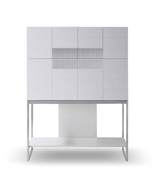 Dark Chrome and White Bureau Desk by Gillmore