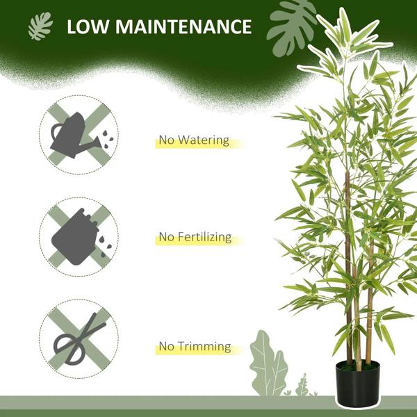 Artificial bamboo tree decor with green leaves in a black pot, indoor style