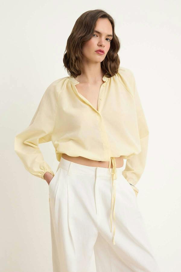 WOVCOR Long Sleeve Relaxed Fit Shirt - LIGHTYELLOW