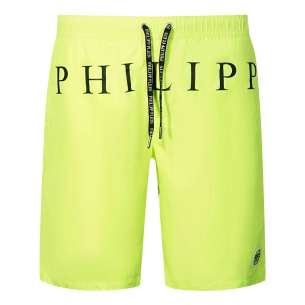 Philipp Plein Brand Logo Fluorescent Swim Shorts - Yellow