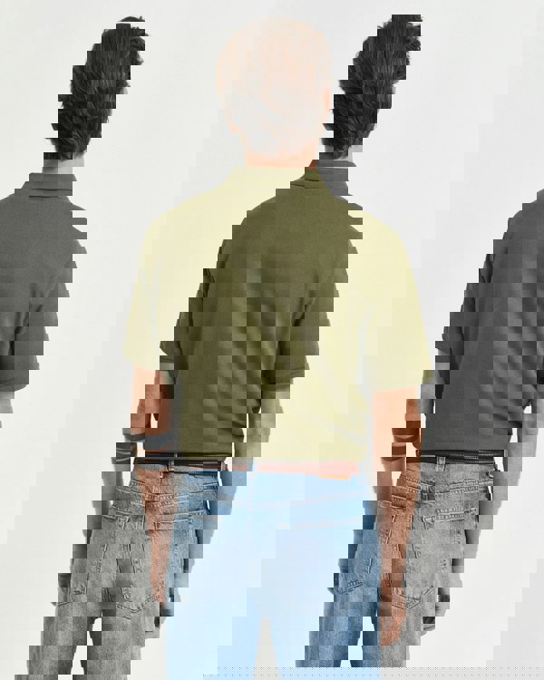 GANT Mens Regular Fit Short Sleeve Shield Logo Pique Polo - 303 Moss Green