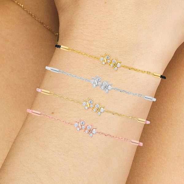 BLOOMTINE Enchanting Flutterfly™ (Butterfly) Sterling Silver Silk Cord Bracelet