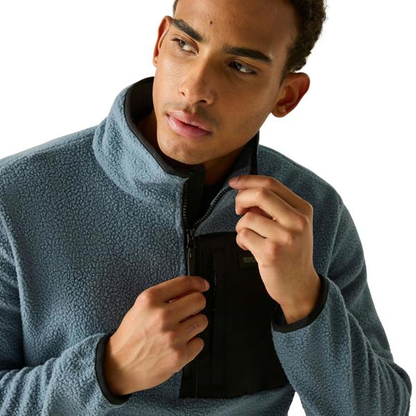 Regatta Mens Frankie Borg Quarter Zip Fleece Jacket - Grey Mirage/Black - 
