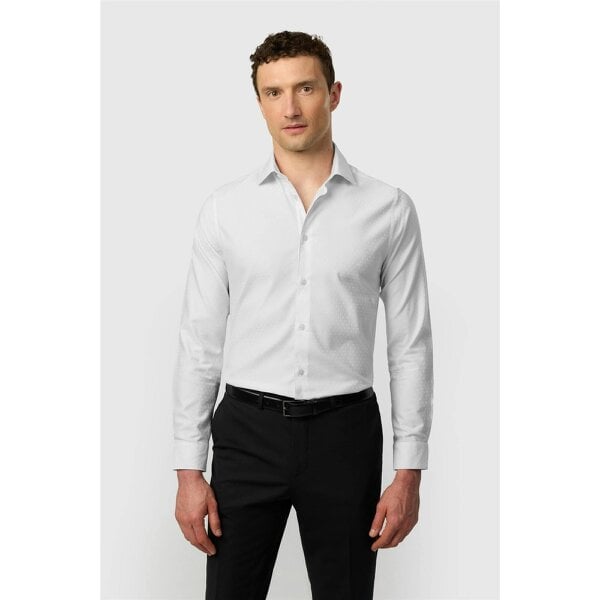 Ted Baker Slim Fit Abbot White Spot Jacquard Shirt