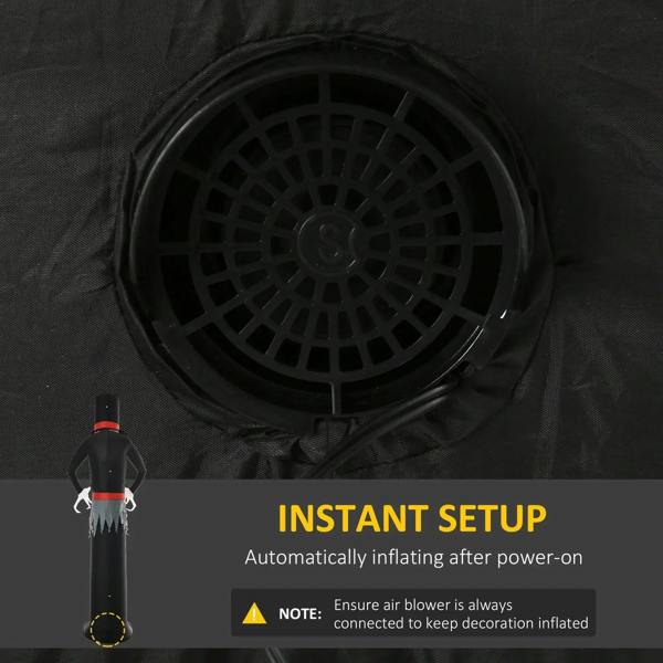Black inflatable ghost blower fan intake with circular grille, air vent