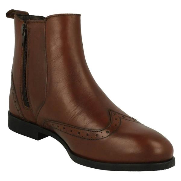 Leather Collection Ladies Leather Collection Brogue Detailed Chelsea Boots F4455