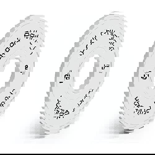 Full set of fractional bumper plates in white, featuring a smooth finish and clear weight markings for easy identification