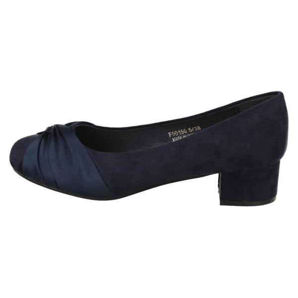 Spot On Ladies Spot On Block Heel Wide Fit Formal Satin Bow Court Shoes  F90150