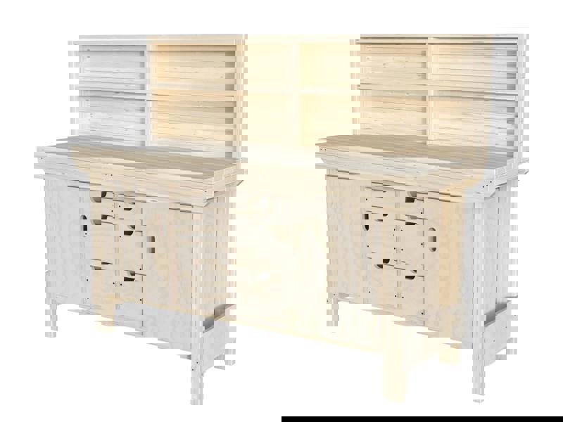 Acorn Heavy-Duty Cupboard Workbench (V.5) – Sturdy Wooden Workbench with Two Cupboards, One on Each side, Multiple Large Drawers, and Optional Back Panel or Pegboard, Ideal for Garages, Workshops, and Sheds