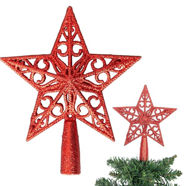 14.5cm Glitter Star Christmas Tree Topper in Red, Gold, Silver, Blue, Rose Gold, Ice Blue, Dark Green and White image 5