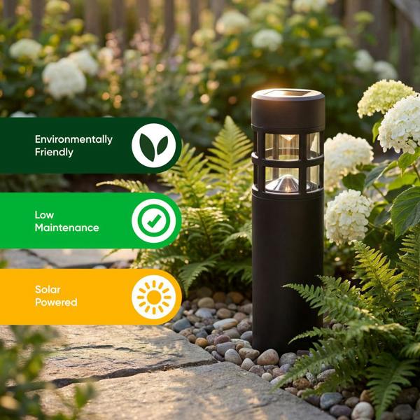 Gardenwize Pack of 4 Solar Stake Lights – Pillar LED Pathway Lights