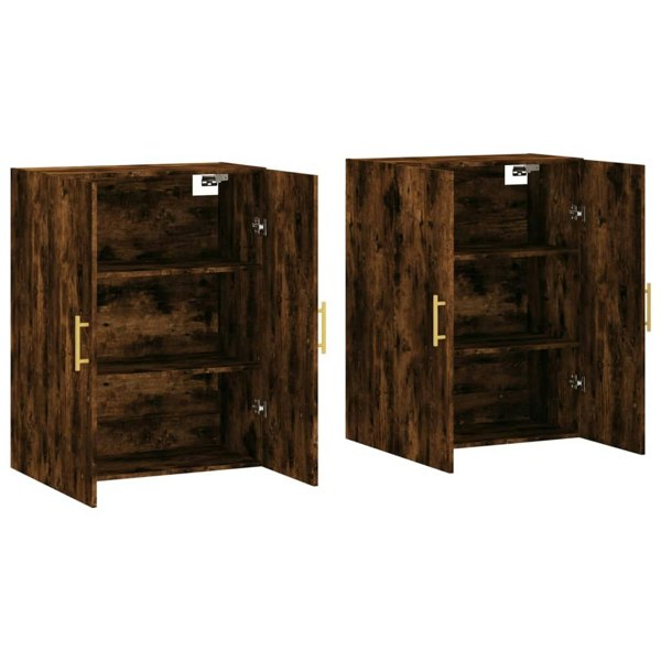 Berkfield Wall Mounted Cabinets 2 pcs Smoked Oak 69.5x34x90 cm