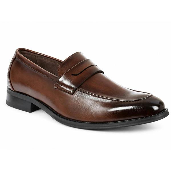 Men's Classic Vegan Leather Slip-On Saddle Strap Loafers