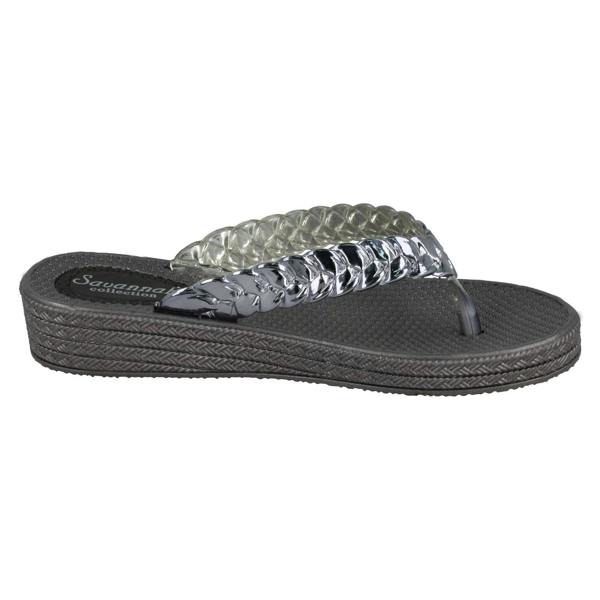 Savannah Ladies Savannah Mid Wedge Toe Post Flip Flops