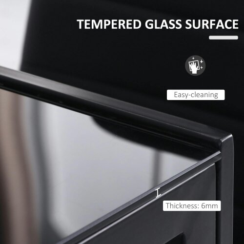 Wyld Haus Tasefi 120cm Metal Black Rectangular Glass Dining Table 4 Seater Kitchen Table