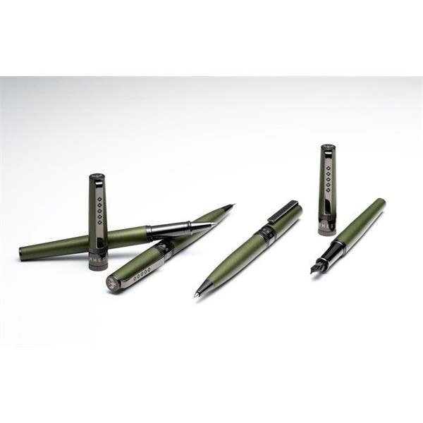 Tom Hessin Rebel Collection Garrison Green Fountain Pen With Gunmetal Trim & PVD Black Fine Nib