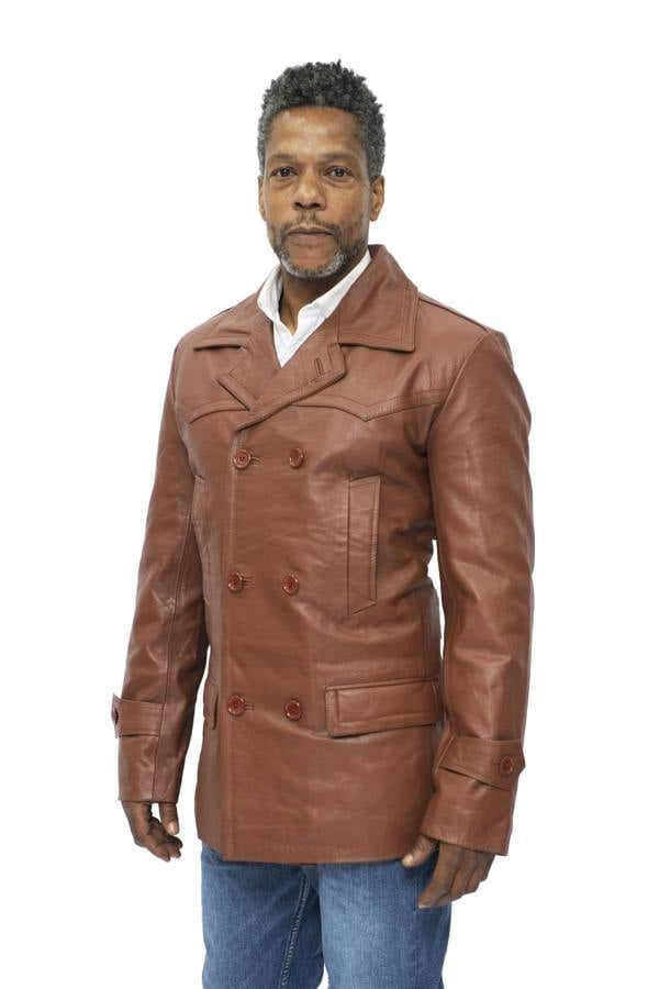 Infinity Leather Mens Cowhide Leather Peacoat-Krakaw