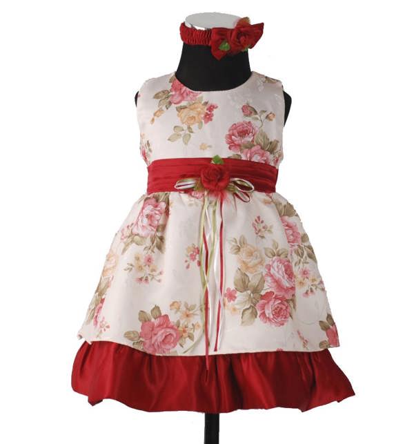 Cinda Satin Floral Party Dress with Headband and Pants