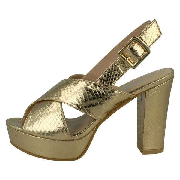 Spot On Ladies High Heeled Chunky Platform Sandals F12019