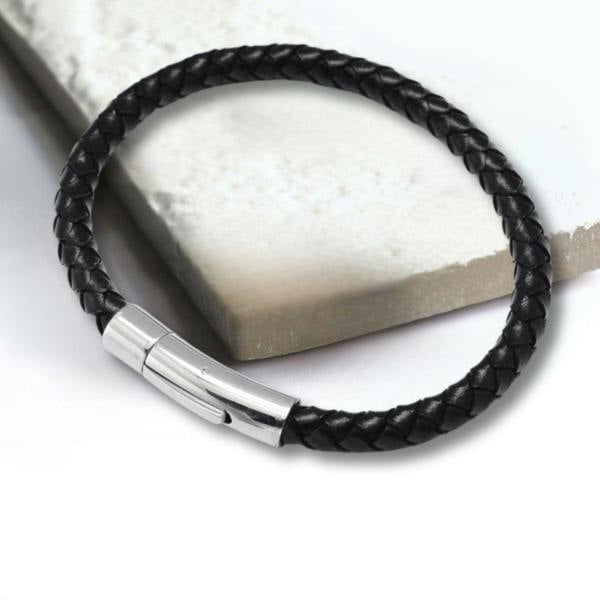 Aye Do Gifts Men's Black Leather Rope Bracelet