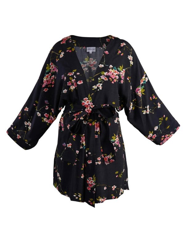 Antonia York Black & Pink Kimono | Coco Cherry Blossom Print Robe