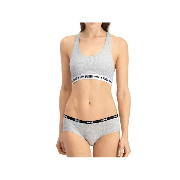 Puma 2-Pack Classic Logo Low-Rise Hipster Briefs, Grey Melange